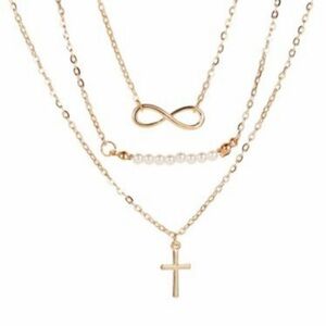 Multilayer Infinity Cross Necklace